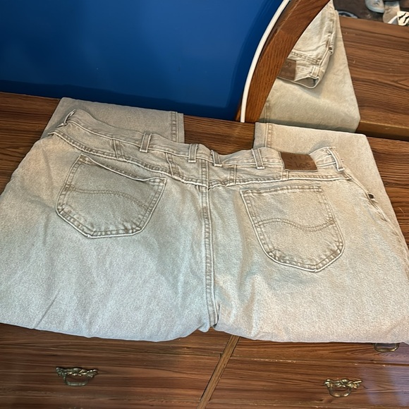 Lee Riveted Tan Denim Jeans 5 Pockets Relaxed Fit Plus 24W Medium Cotton - Picture 13 of 16